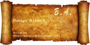 Benyo Albert névjegykártya